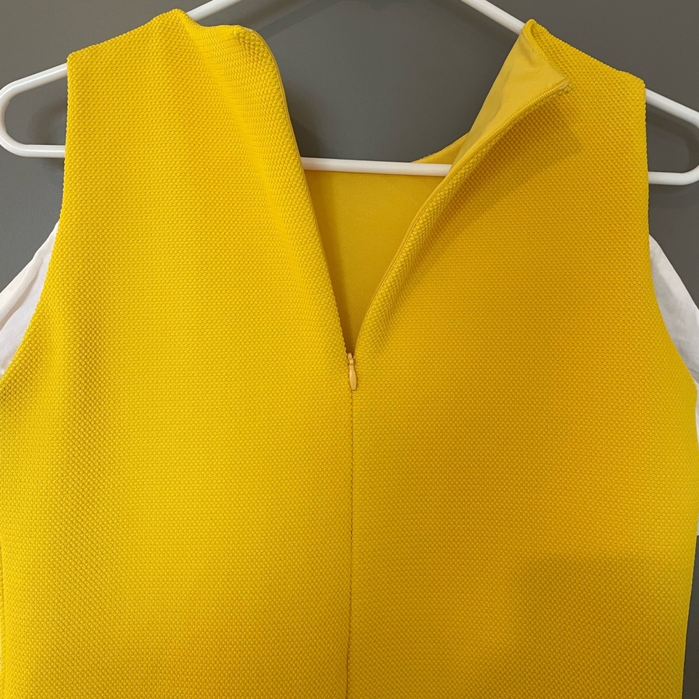 ZARA Mini Dress Poplin Cold Shoulder Textured Women’s Medium Yellow Sun-Dress - Picture 8 of 9